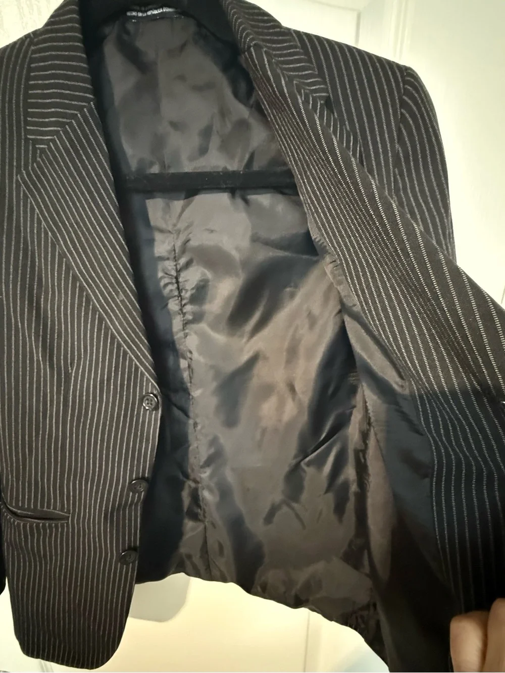 Boys Black Pinstripe 2-Piece Suit Size 12 – Blazer & Dress Pants Formal